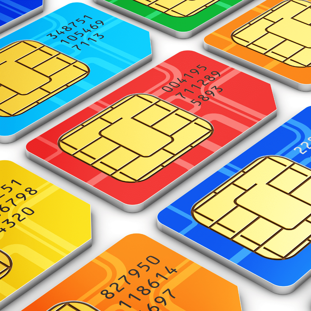 Collection of colourful sim cards